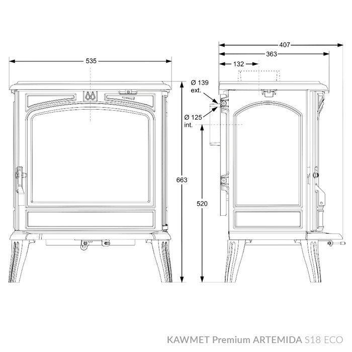 Чугунная печь KAWMET Premium ARTEMIDA S18 ECO.